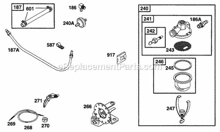 Fuel Grp Diagram and Parts List for 233461-2540-01  Briggs and Stratton Engine